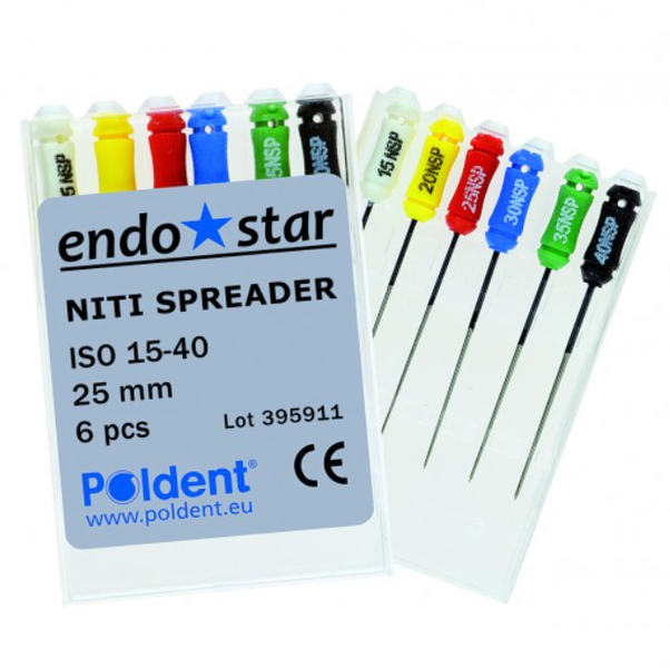 Ніті Спредери Ендостар #15-40 25mm 6шт Endostar NiTi Finger Spreaders Poldent 34711 фото