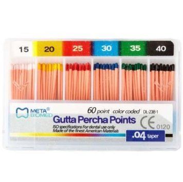 Гутаперчевые штифты .04 №15 60шт Gutta Percha Points Meta Biomed 25745 фото