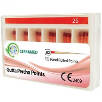 Гутаперчевые штифты .02 №20 120 шт Gutta Percha Points Cerkamed 35647 фото