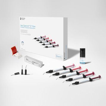 Нео Спектра СТ флоу набор шприцев INTRO KIT: 5 шприцев по 1,8 г A1 A2 A3 A3.5 A4, 1 Prime&Bond Universal 2,5 мл 50 насадок Neo Spectra ST flow Dentsply Sirona 60701920 фото