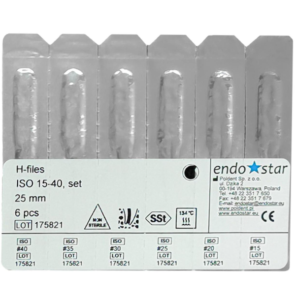 H-Файл Ендостар #06 25mm 6шт H-Files Endostar Poldent 58590 фото