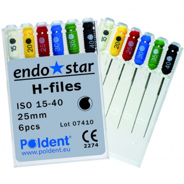 H-Файл Ендостар #06 25mm 6шт H-Files Endostar Poldent 58590 фото