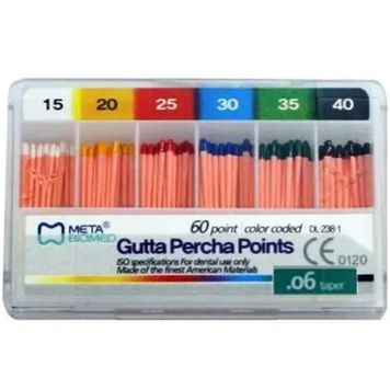 Гутаперчевые штифты .06 №15 60шт Gutta Percha Points Meta Biomed 43890 фото