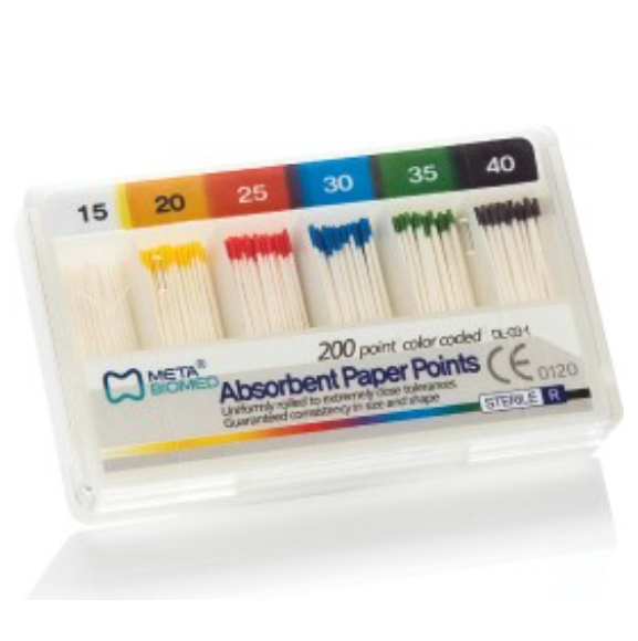 Бумажные штифты .02 №15 200шт Absorbent Paper Points Meta Biomed 86533 фото