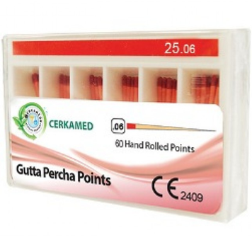 Гутаперчевые штифты .06 №20 60 шт Gutta Percha Points Cerkamed 86996 фото
