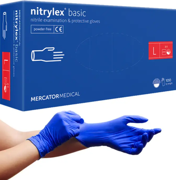 Нитрилекс бейсик L 100шт Перчатки нитриловые nitrylex basic MERCATOR RD30105004 фото