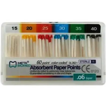 Бумажные штифты .06 №15 60шт Absorbent Paper Points Meta Biomed 42635 фото