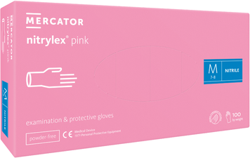 Нитрилекс розовые M 100шт Перчатки нитриловые nitrylex pink MERCATOR RD30144003 фото