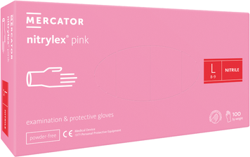 Нитрилекс розовые L 100шт Перчатки нитриловые nitrylex pink MERCATOR RD30144004 фото