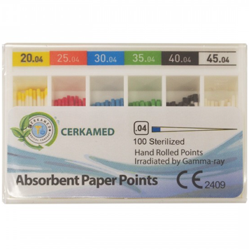 Бумажные штифты .04 №15 100шт Absorbent Paper Points Cerkamed 45871 фото