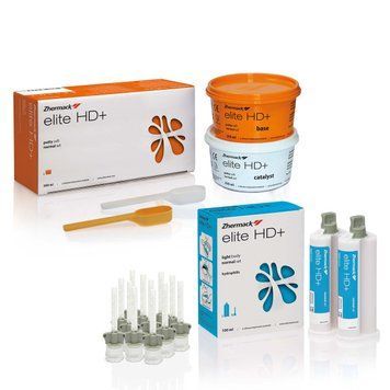 Набор Элит Аш Ди база 2х250мл + 2х50мл корректирующая Elite HD+ Putty Normal Set 2х250ml + Elite HD+ Light Normal Set 2х50 Zhermack C203122A фото