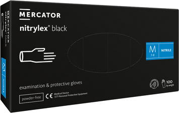 Нитрилекс черный M 100шт Перчатки нитриловые nitrylex black MERCATOR RD30104003 фото