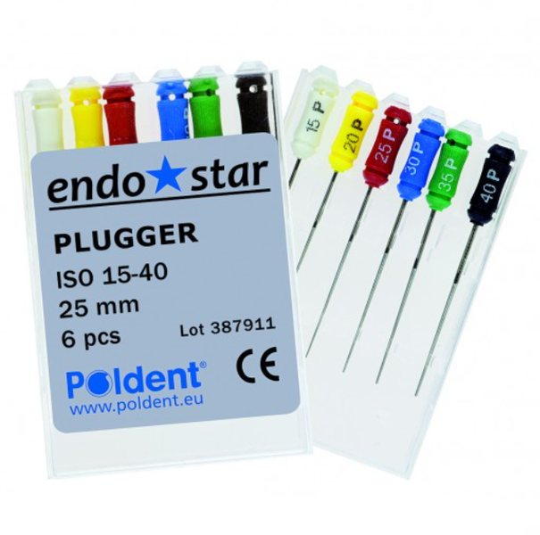 Плагери Ендостар #15-40 25mm 6шт Endostar Finger Pluggers Poldent 31710 фото