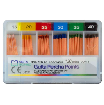 Гутаперчевые штифты .02 №15 120шт Gutta Percha Points Meta Biomed 23889 фото