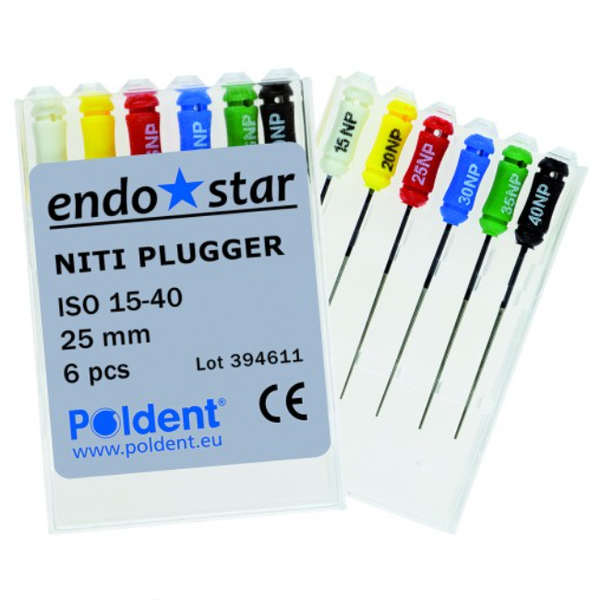 Ніті Плагери Ендостар #15-40 25mm 6шт Endostar NiTi Finger Pluggers Poldent 54681 фото